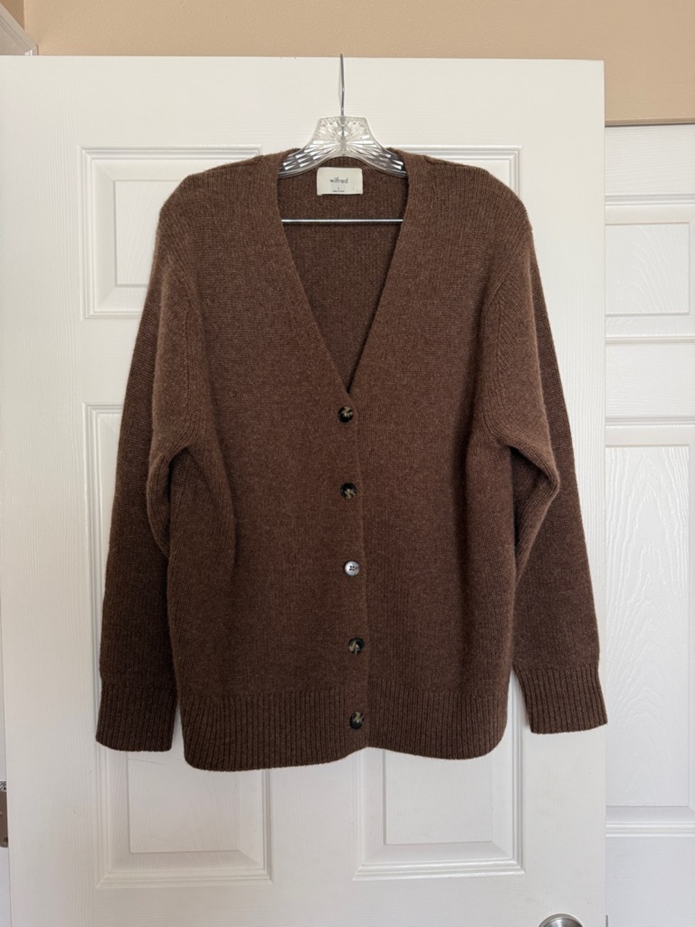 Aritzia Wilfred Heather Brown Cashmere Cardigan S